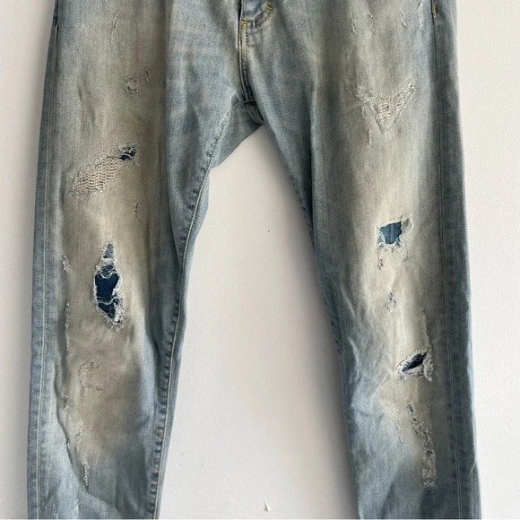 Represent England Worn Distressed Skinny Jeans pale blue 22423 - Picture 8 of 14